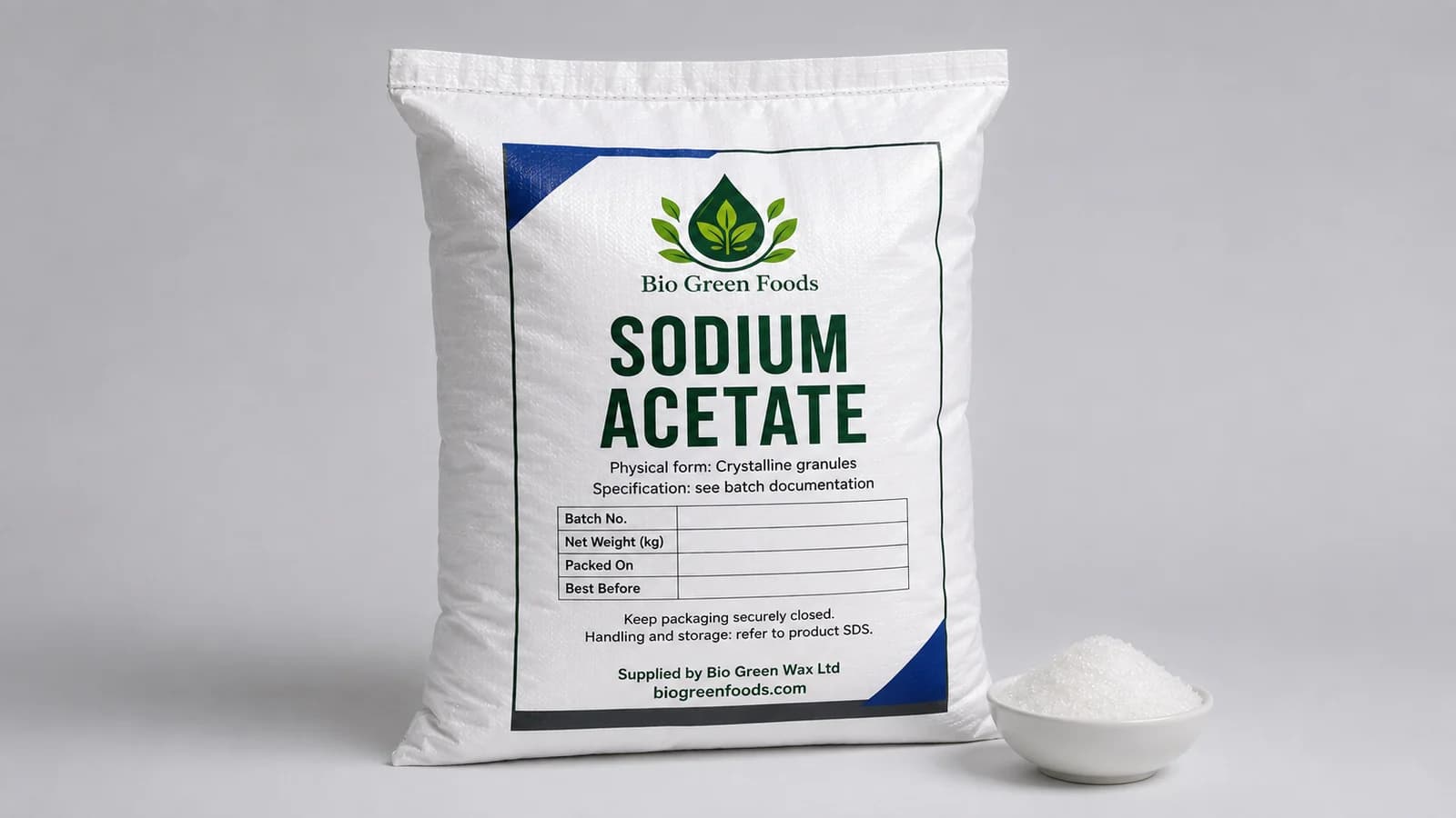 Acétate de sodium – Acidulants & Food Salts product from Bio Green Foods