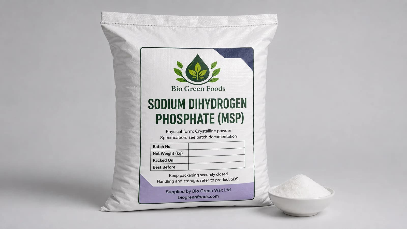 Dihydrogénophosphate de sodium (MSP) – Food-Grade Phosphates product from Bio Green Foods