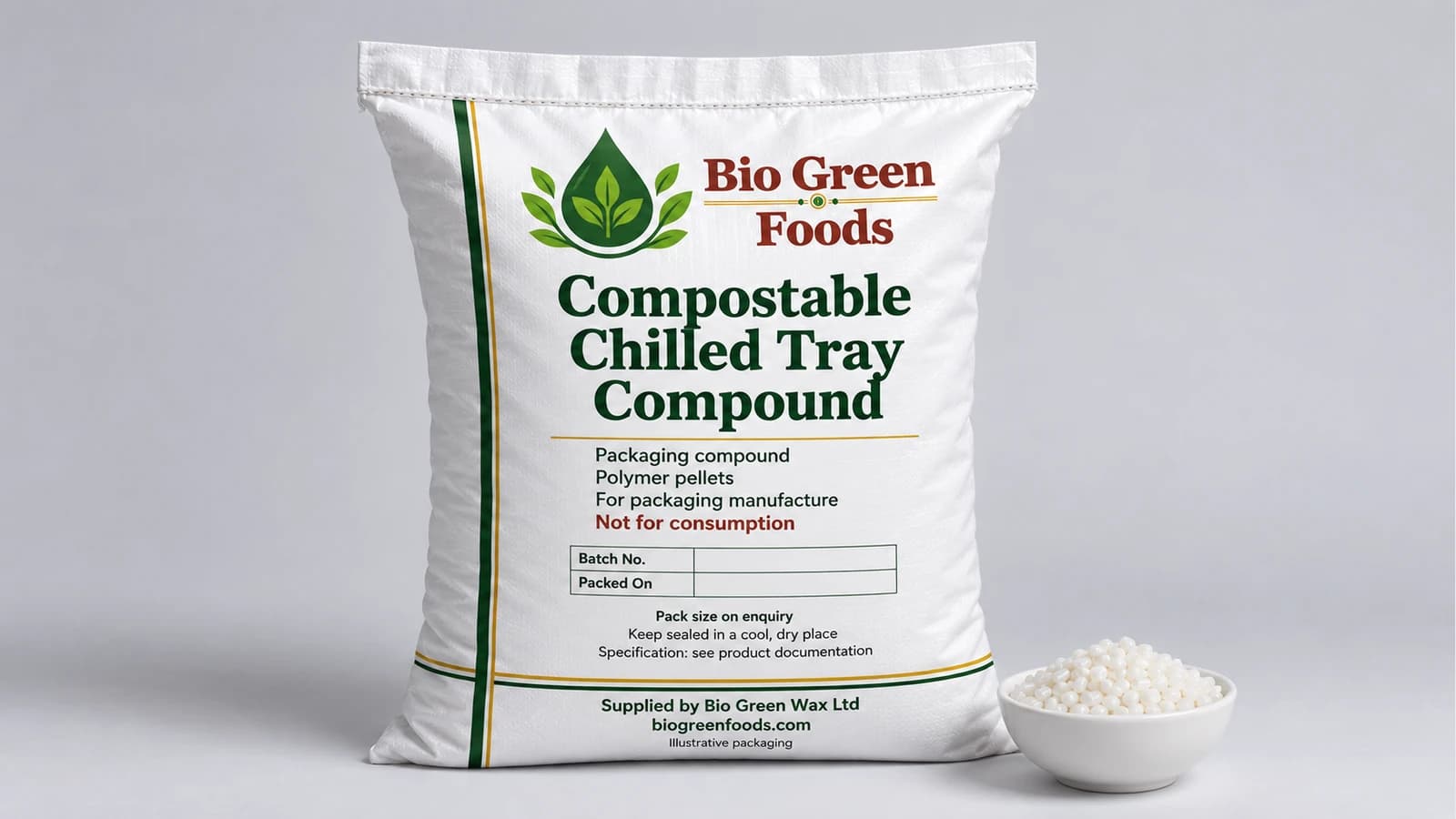 Compostable Chilled Tray Compound (Thermoforming, FDA) – Food-contact packaging materials product from Bio Green Foods