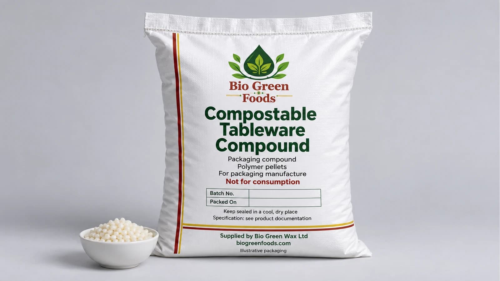 مركّب أدوات المائدة القابل للتسميد (FDA) – Food-contact packaging materials product from Bio Green Foods