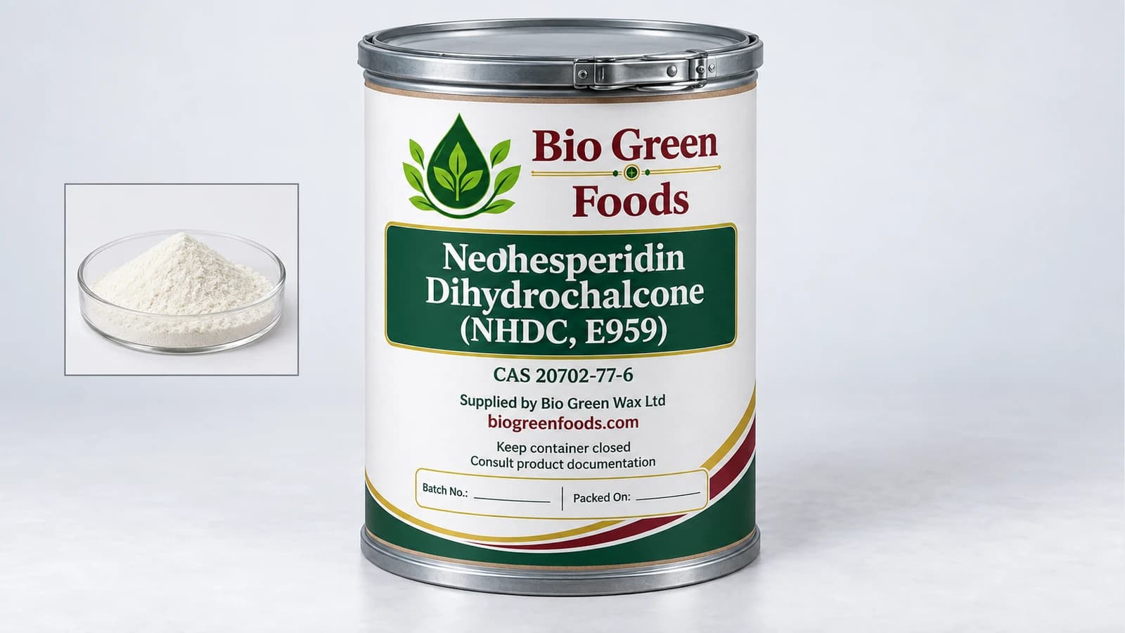 Neohesperidin Dihydrochalcone (NHDC, E959) – Sweeteners & Starch Derivatives product from Bio Green Foods