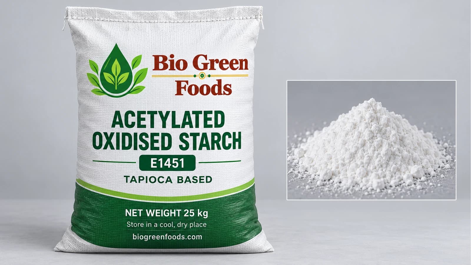 Almidón Oxidado Acetilado (E1451) – Sweeteners & Starch Derivatives product from Bio Green Foods