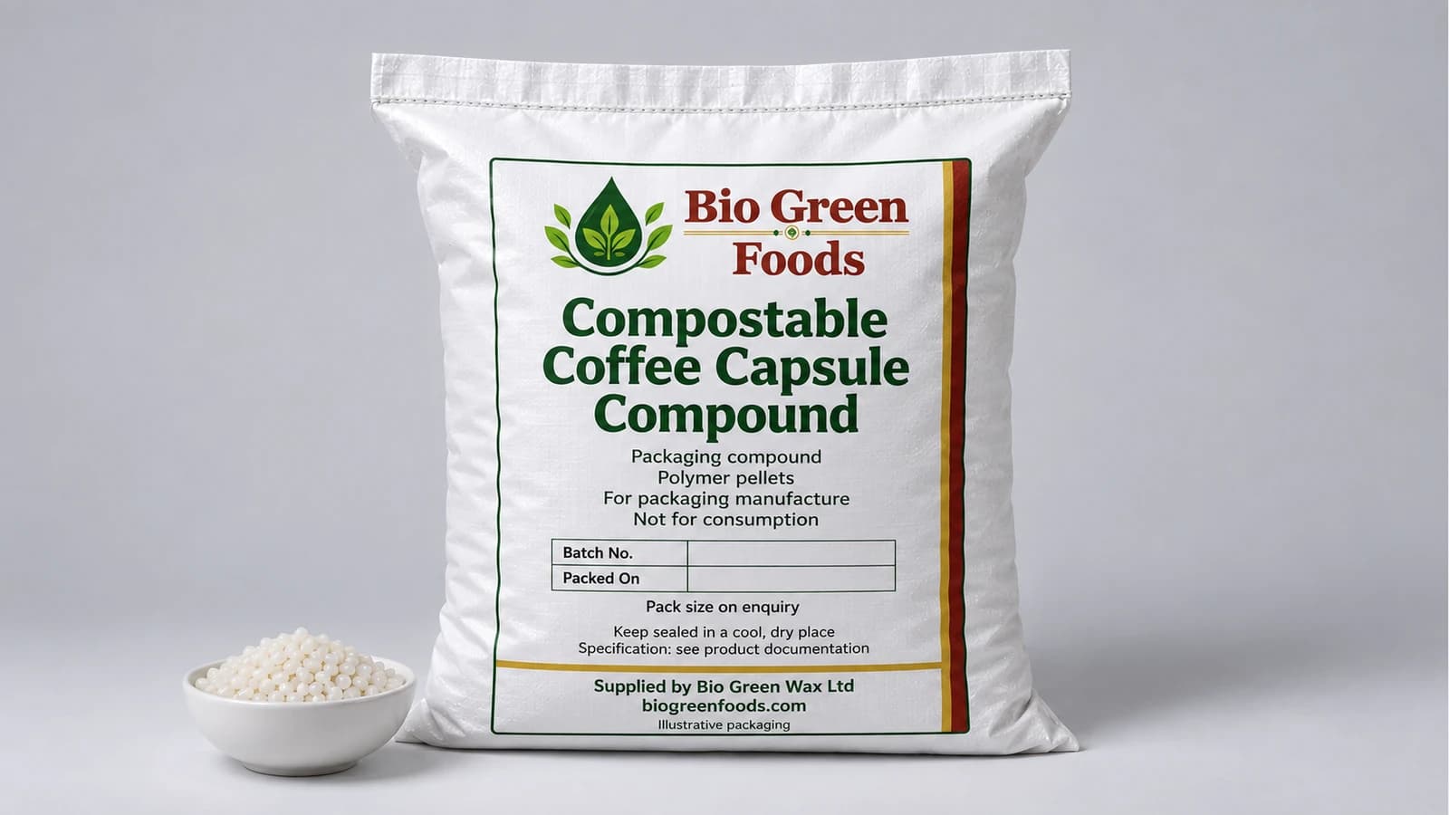 Compostable Coffee Capsule Compound (FDA, 95C) – Food-contact packaging materials product from Bio Green Foods