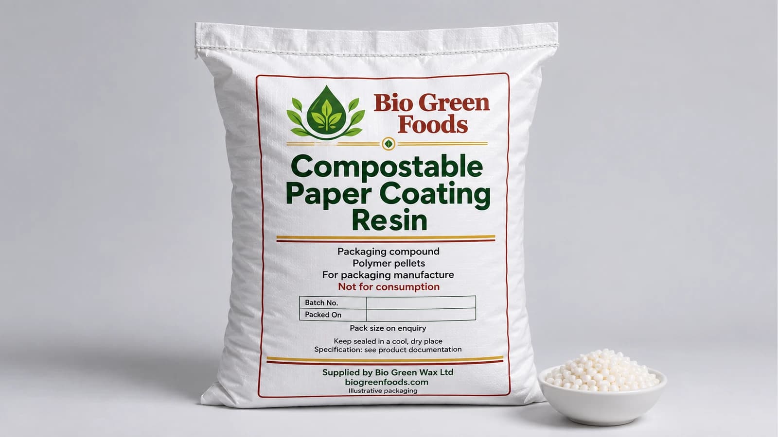 راتنج طلاء الورق القابل للتسميد – Food-contact packaging materials product from Bio Green Foods