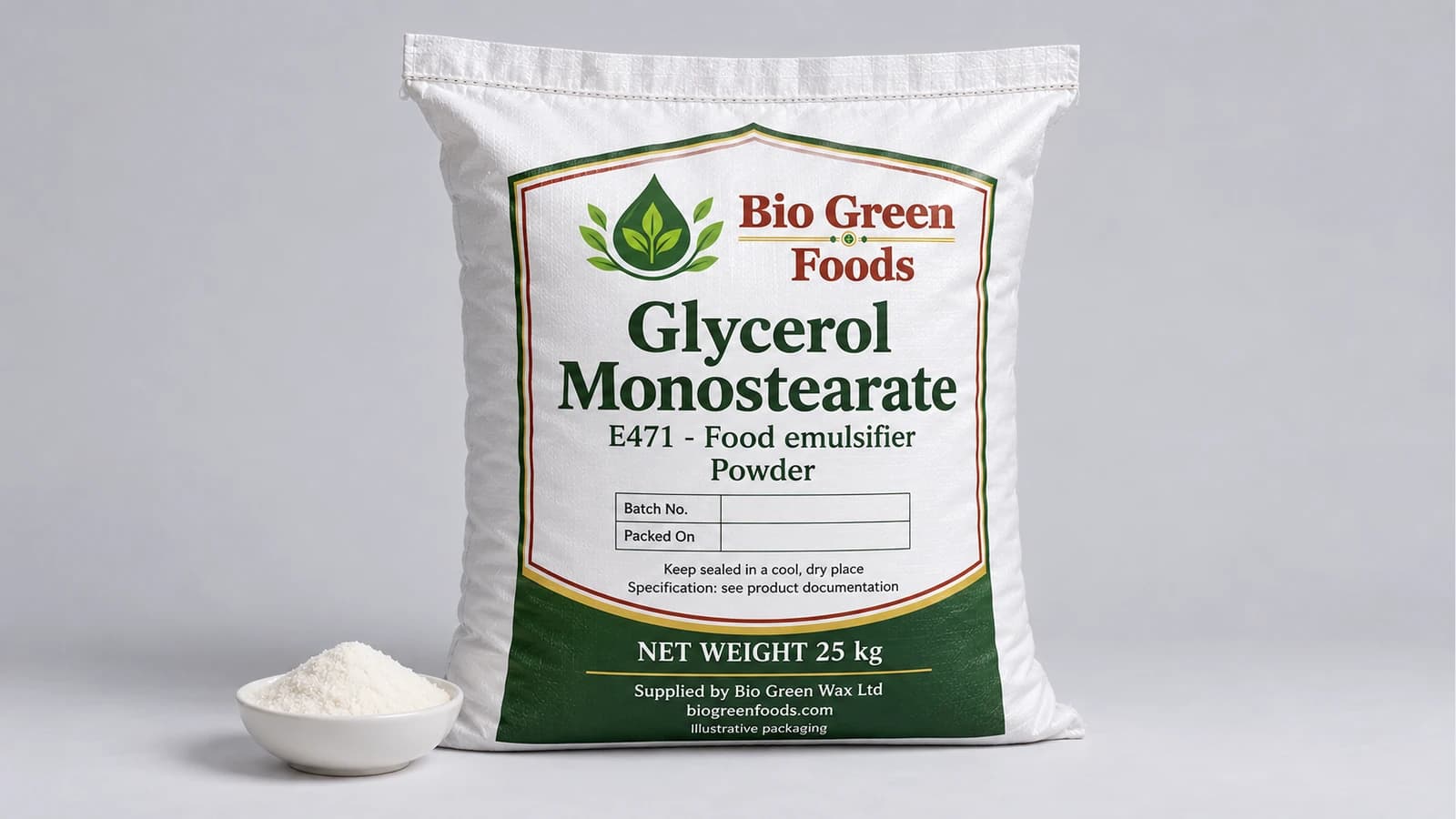 Glycerinmonostearat (E471) – Emulsifiers & stabilisers product from Bio Green Foods