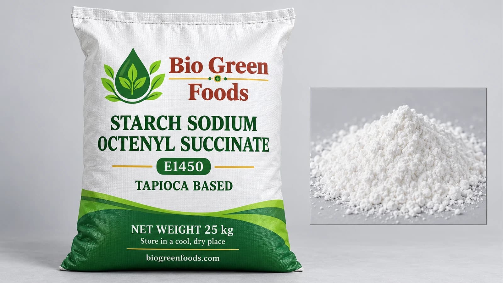 أوكتينيل سكسينات النشا الصوديومية (E1450) – Sweeteners & Starch Derivatives product from Bio Green Foods