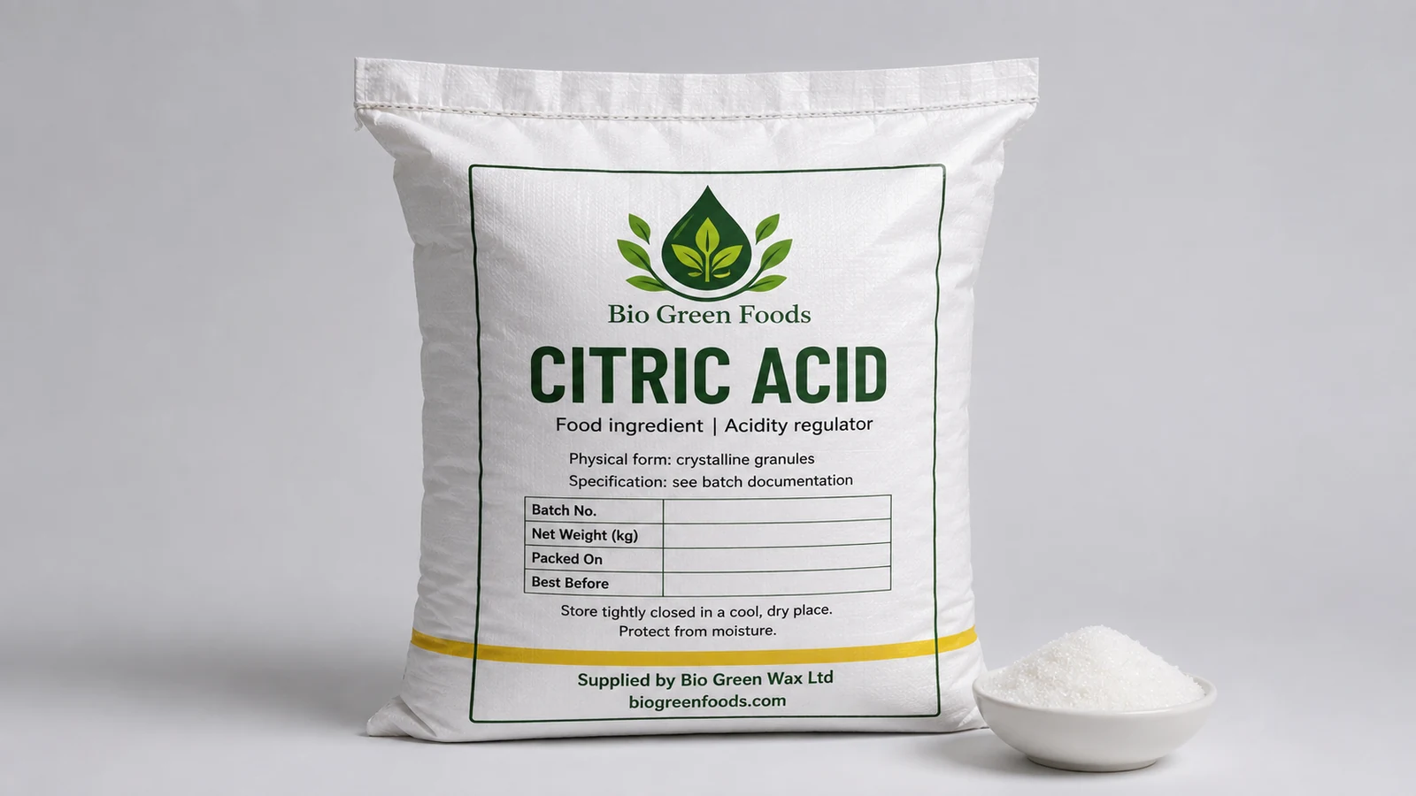 Citric Acid – renewable feedstock product from Bio Green Foods