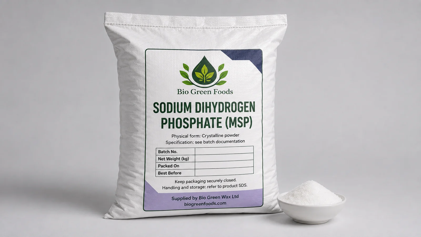 Dihydrogénophosphate de sodium (MSP) — feedstock option for Boulangerie-pâtisserie