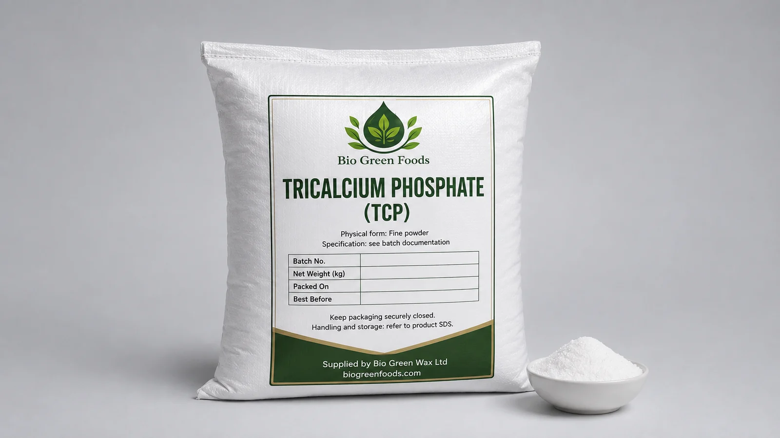 Tricalciumphosphat (TCP) — feedstock option for Ernährung & Nahrungsergänzung